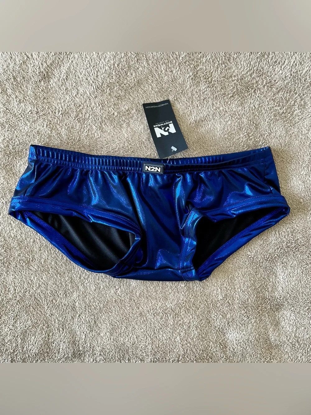 N2N Bodywear Men's Shimmer Blue Swim Briefs - Body Gloss Boxter